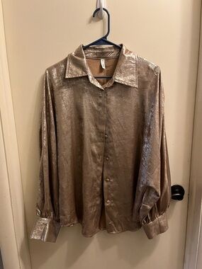 glam Metallic Champagne Shine Top